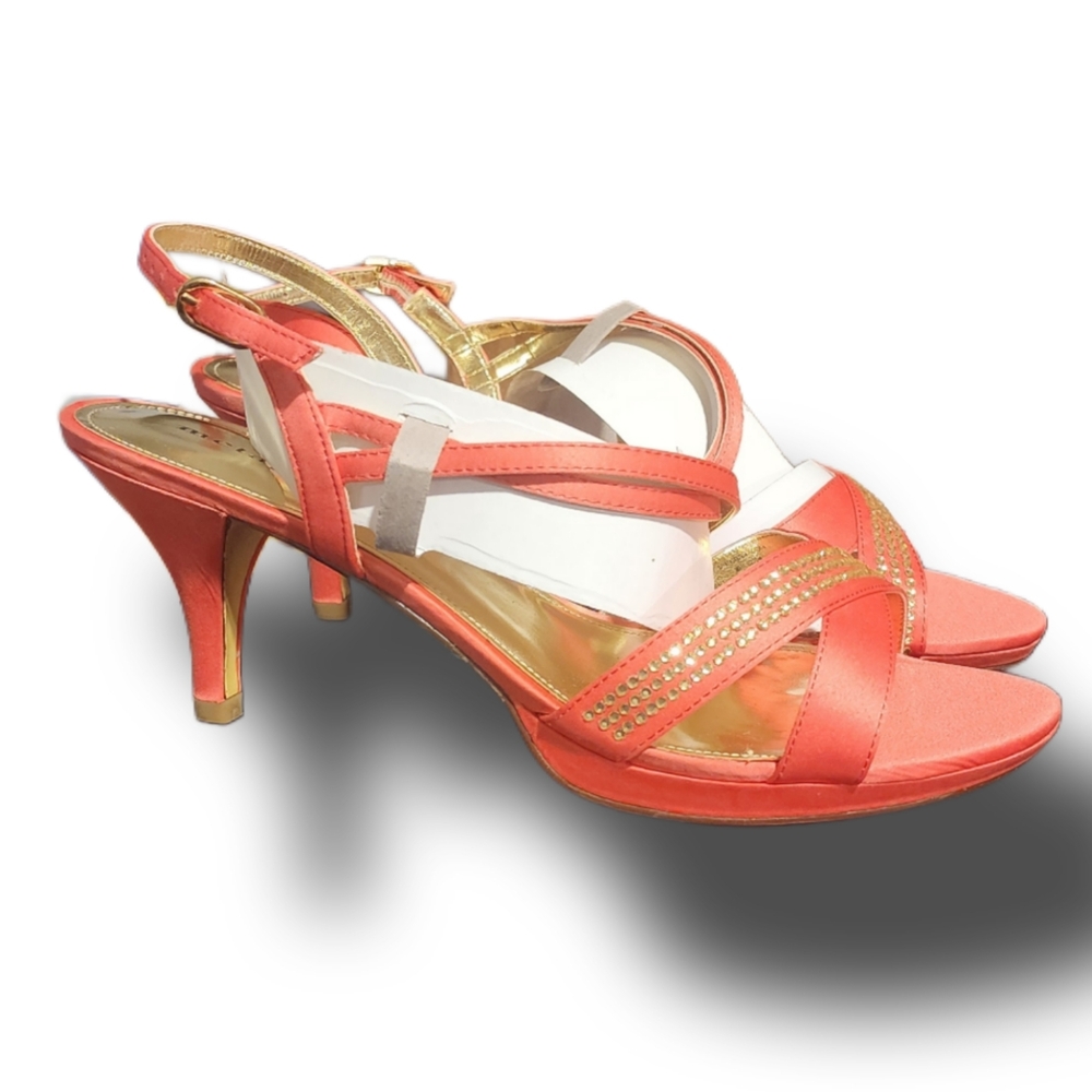 Elegant Metaphor Victoria Coral Womens Slingback Sandals Mid Heel 9.5